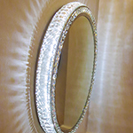24" Round Crystal LED Mirror