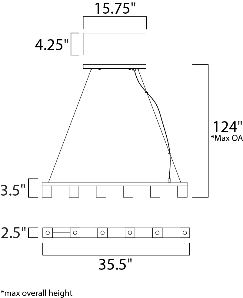 Blocs LED 6-Light Pendant - Linear Pendant - Maxim Lighting